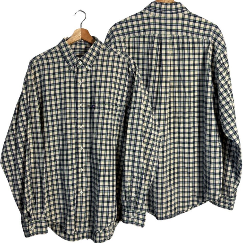Ralph Lauren Jeans Co Plaid Flannel Button Down Shirt Mens Large Tan Preppy Soft